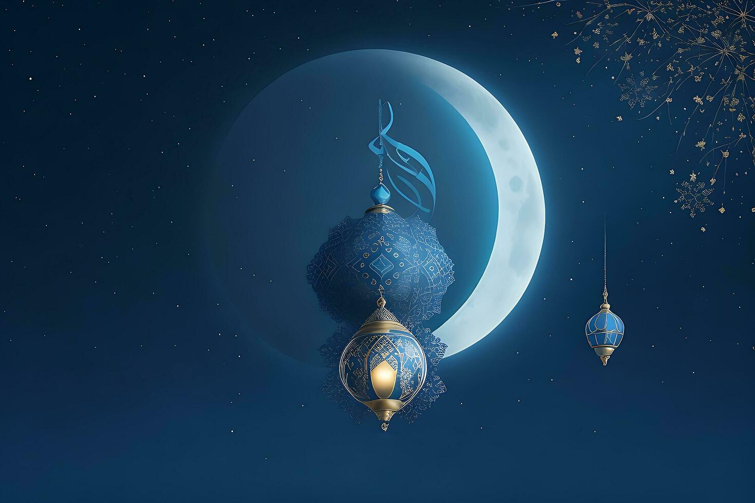 ai generado Arábica linterna con ardiente vela brillante a noche para musulmán santo mes Ramadán kareem foto