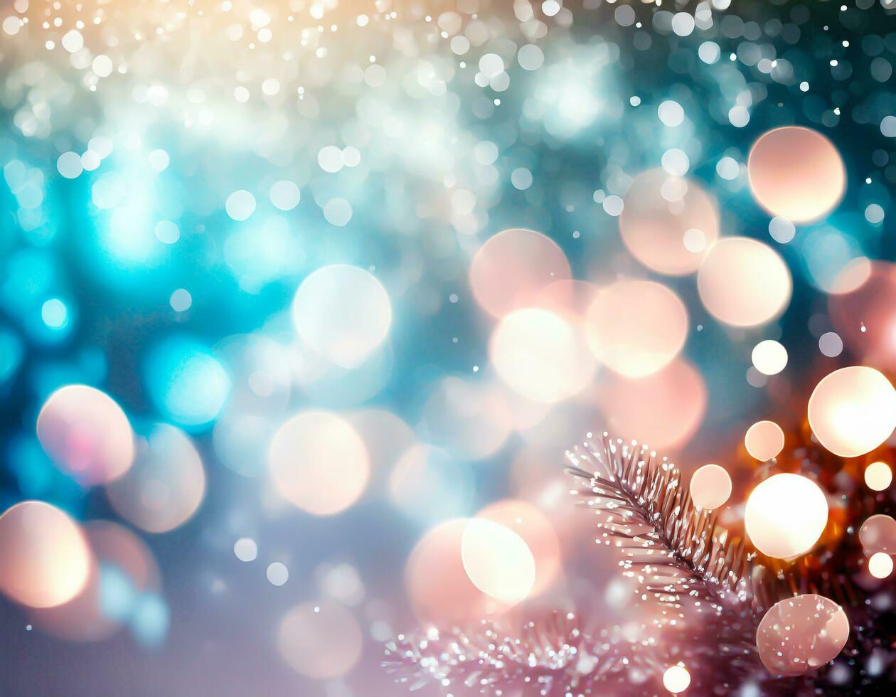 AI generated Christmas Background with bokeh light. photo