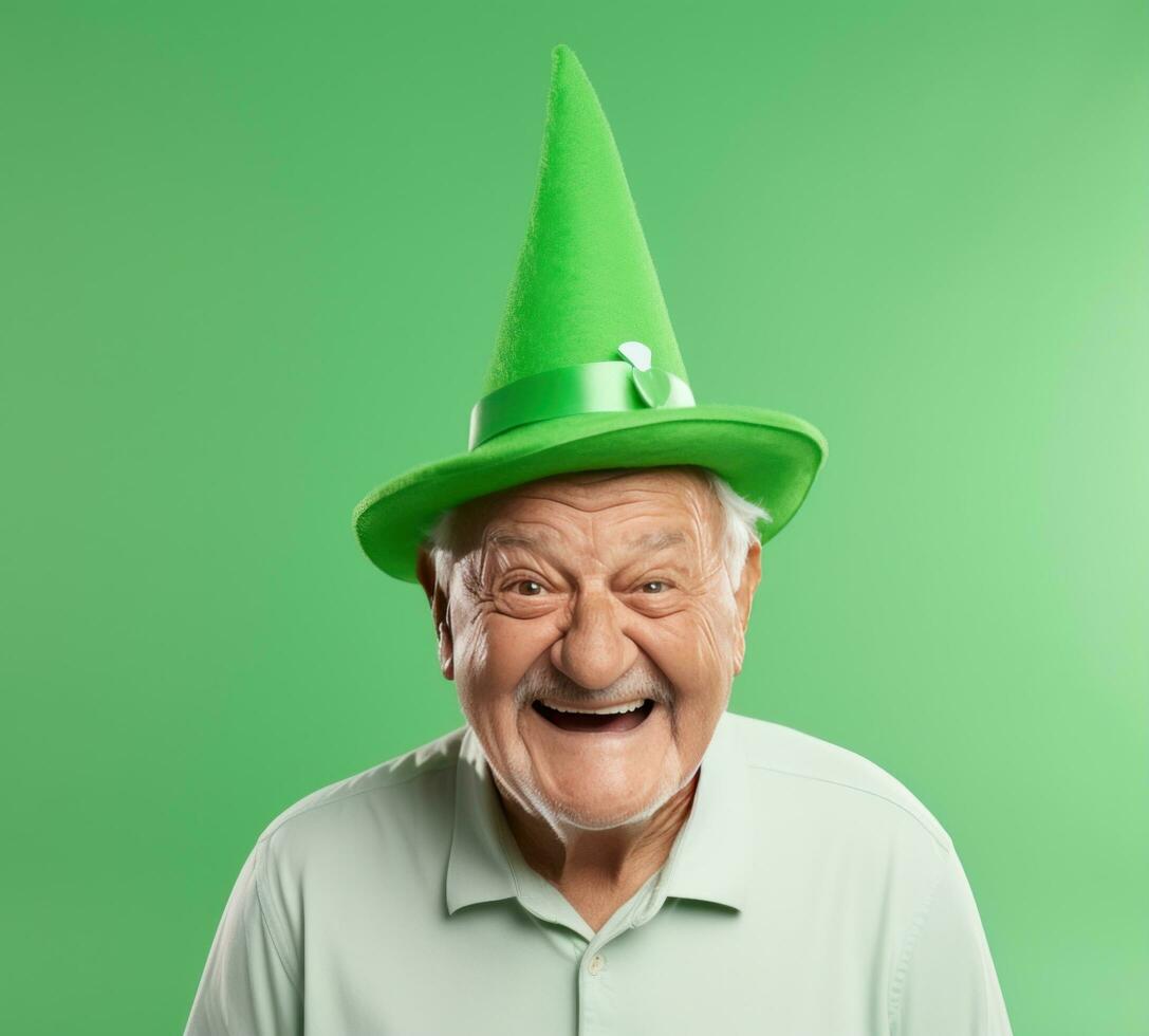 AI generated green hat is shown on green background, photo