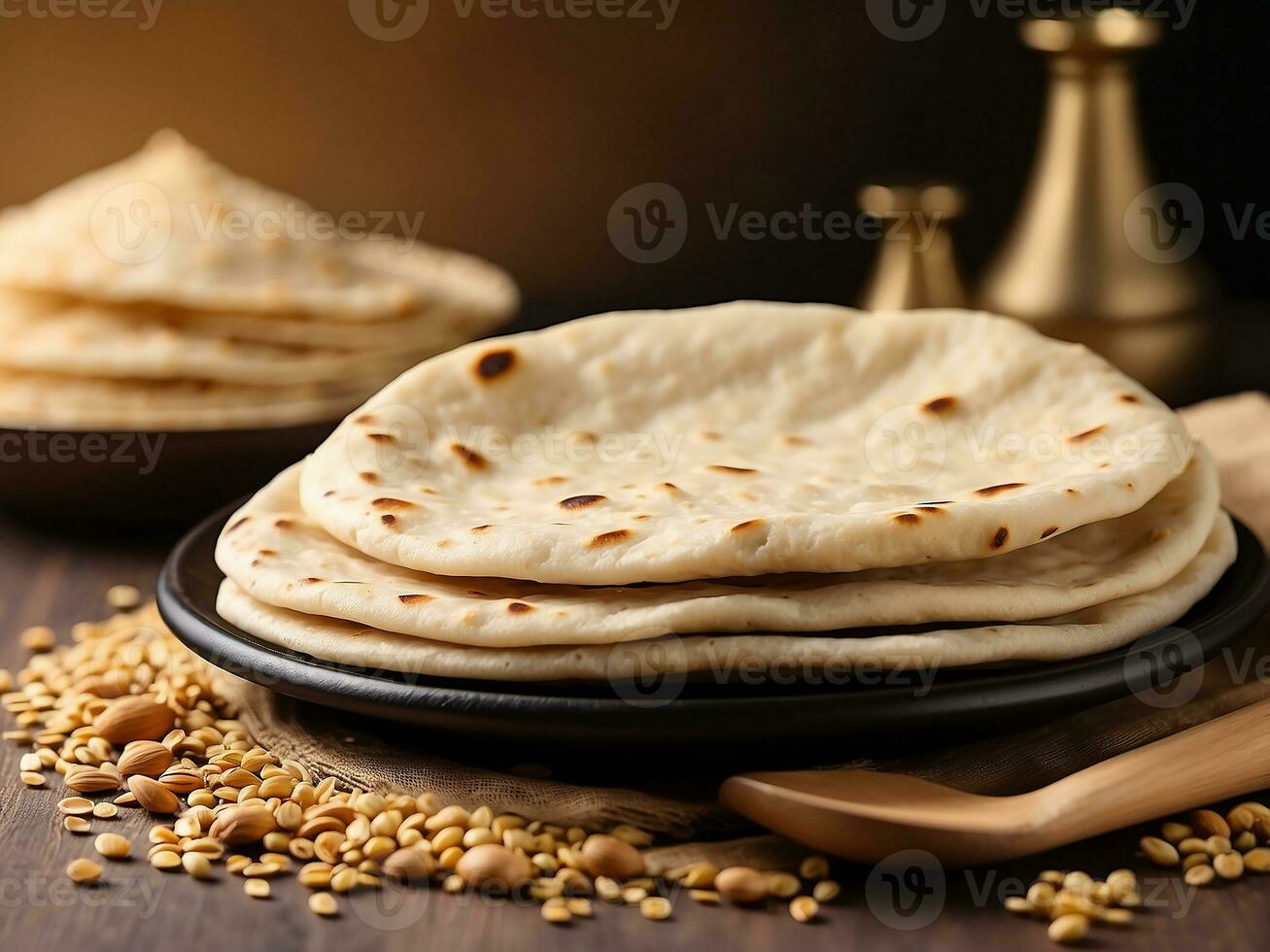 AI generated Homemade chapati Indian bread photo