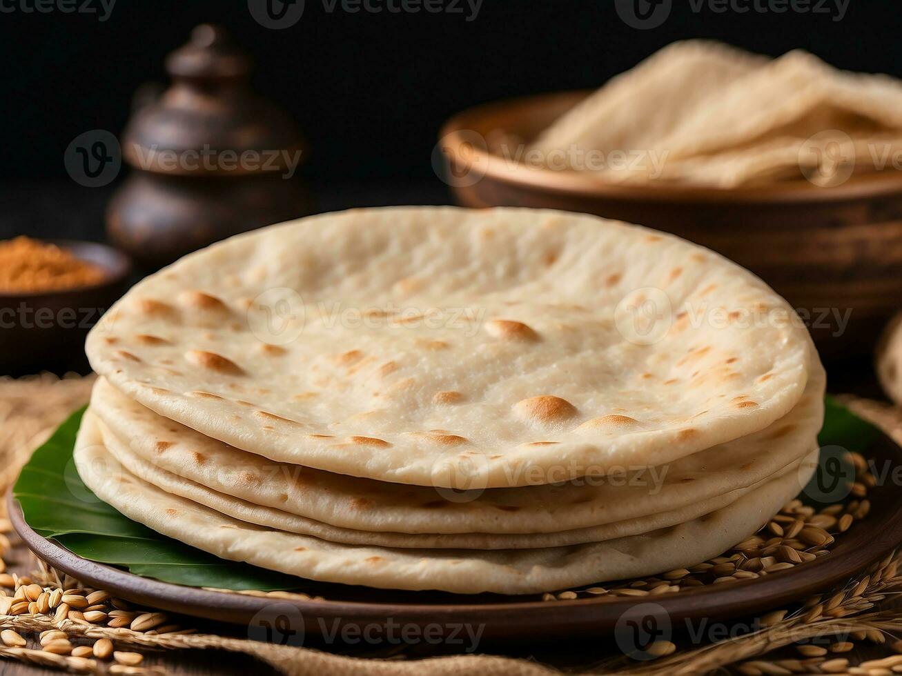 AI generated Homemade chapati Indian bread photo