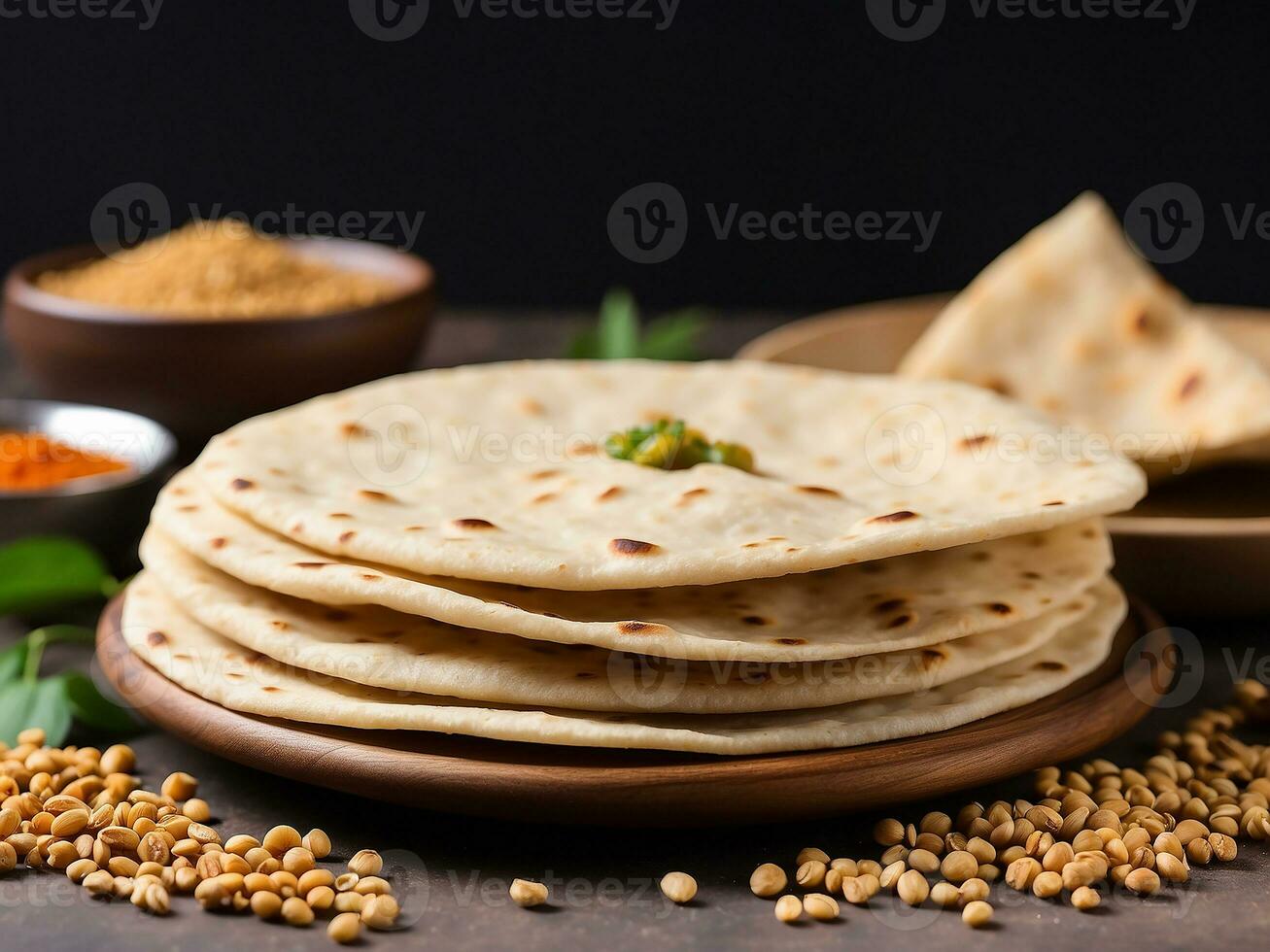 AI generated Homemade chapati Indian bread photo