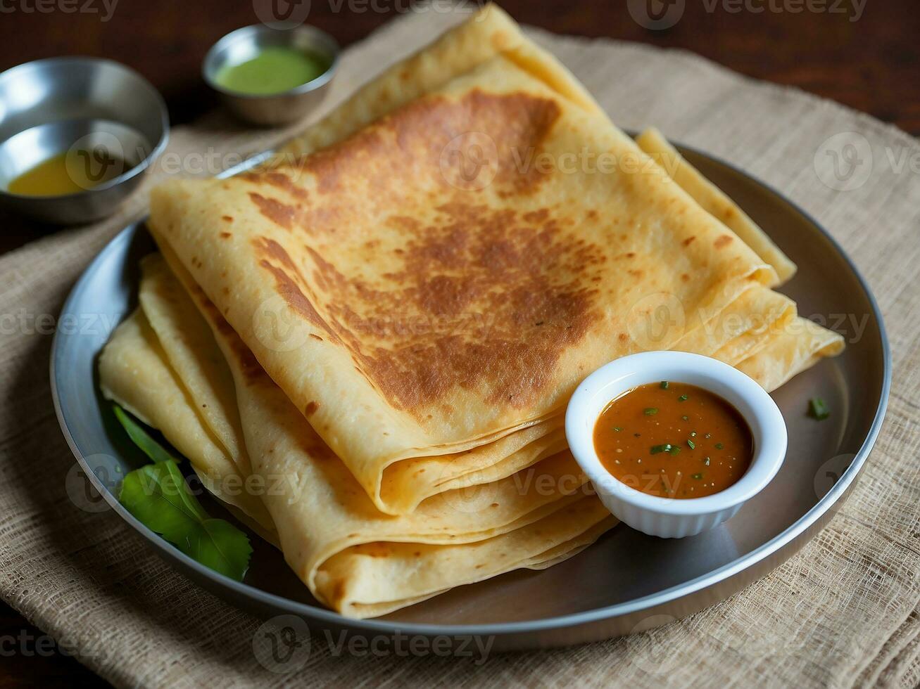 AI generated Masala Dosa Indian Savory Crepes with potato filling photo