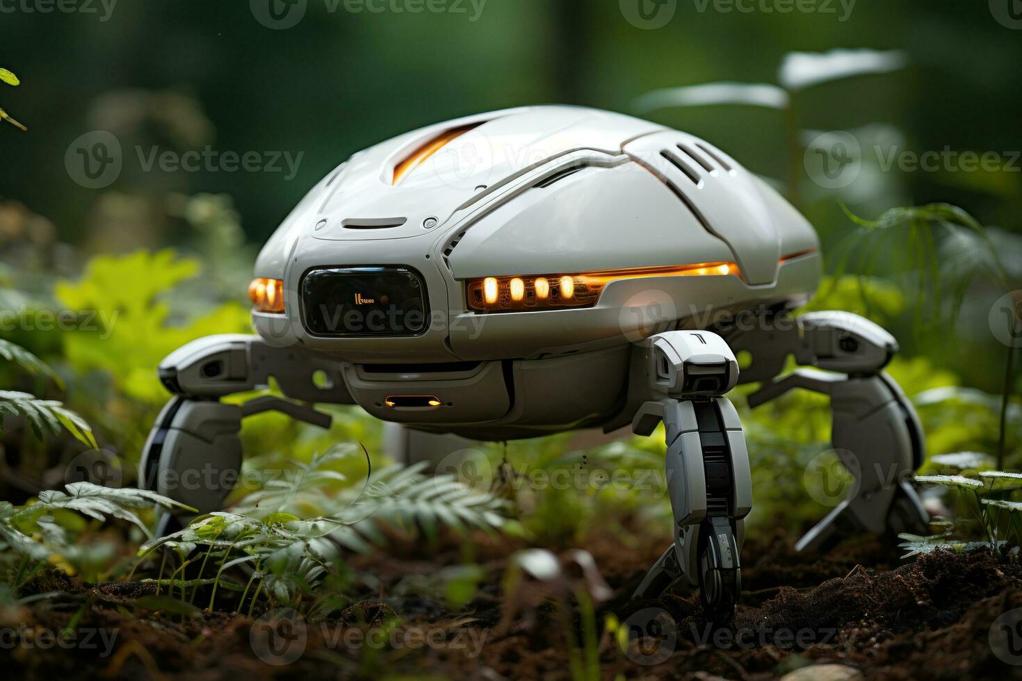 AI generated Futuristic conservation robots ensuring the protection of nature, futurism image photo