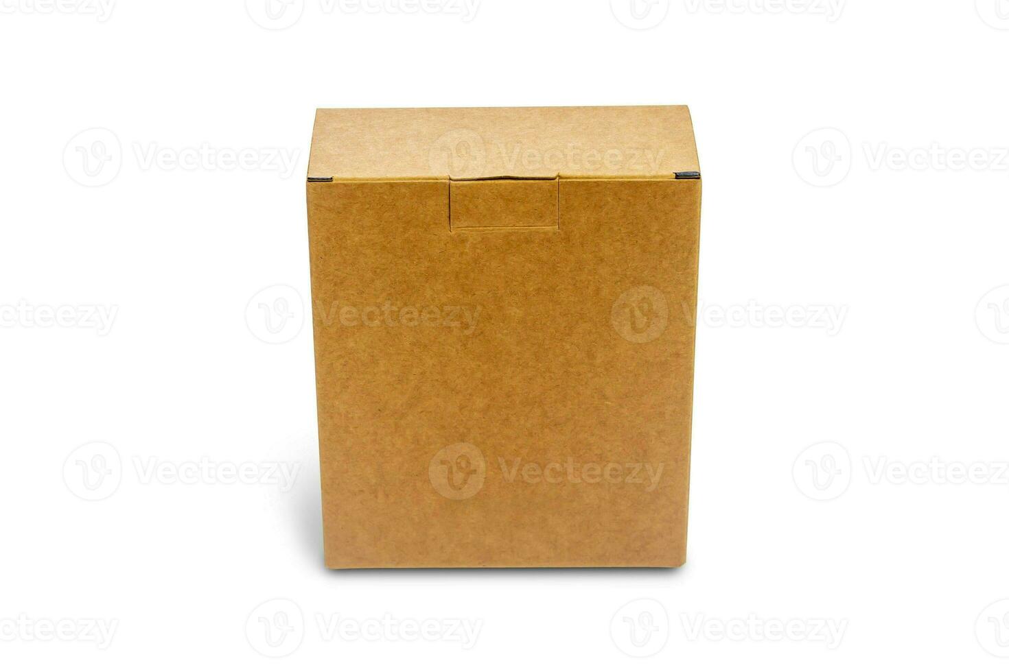 Top view of carton isolated on a white background with clipping path. Brown cardboard delivery box. Banner mockup. photo