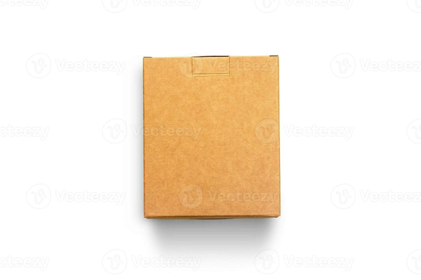 Top view of carton isolated on a white background with clipping path. Brown cardboard delivery box. photo