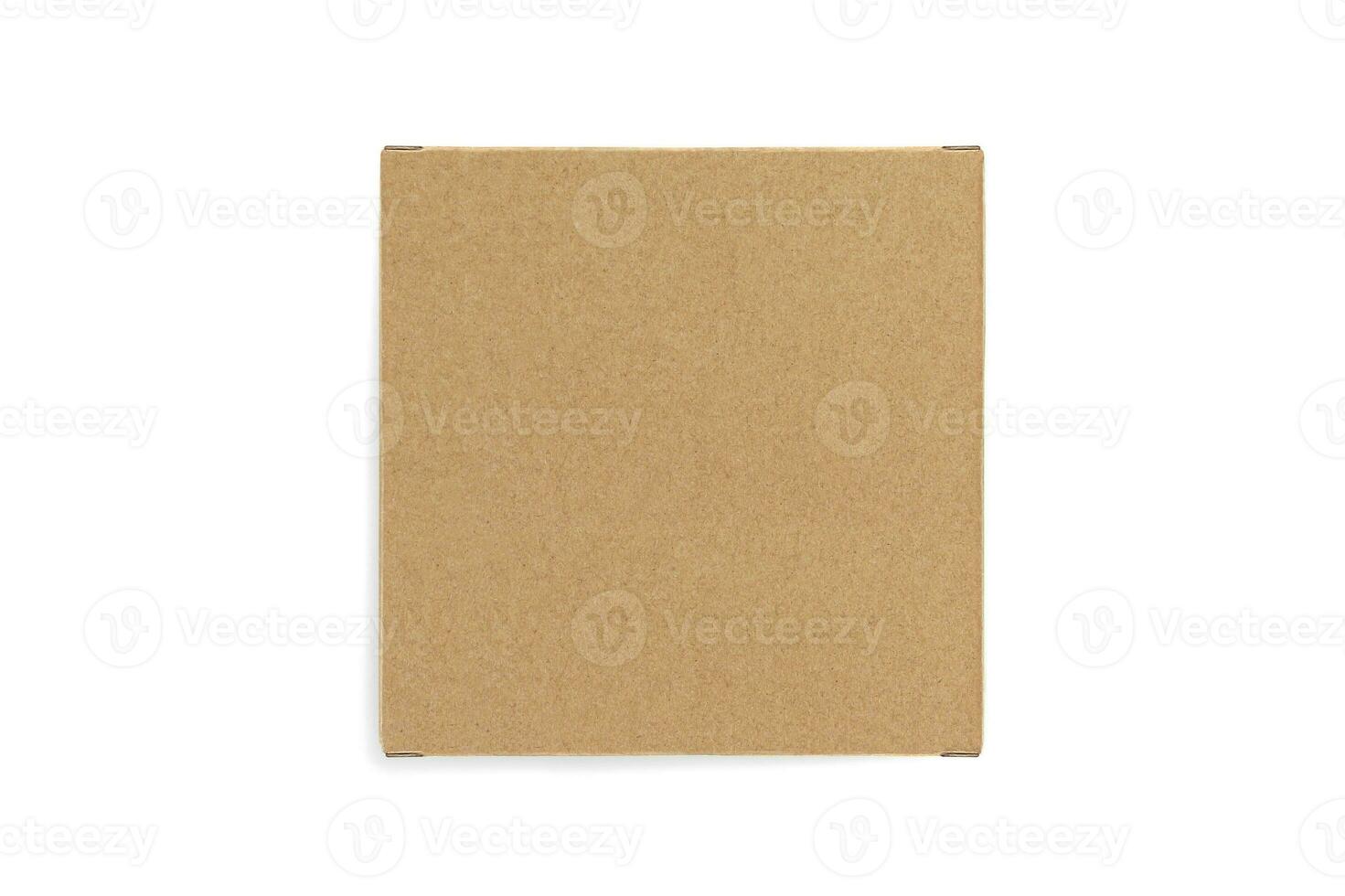 Top view of carton isolated on a white background with clipping path. Brown cardboard delivery box. photo