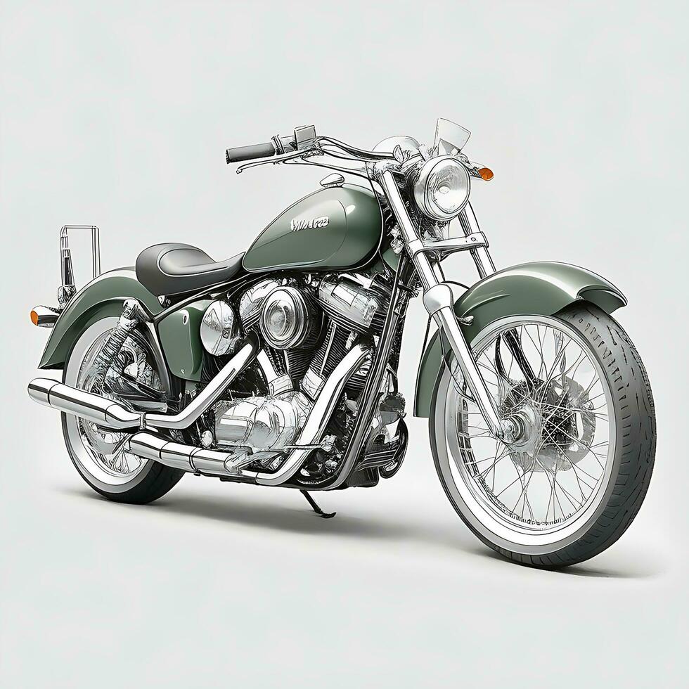 AI generated New Vintage motorcycle black, green and red modern colors photo