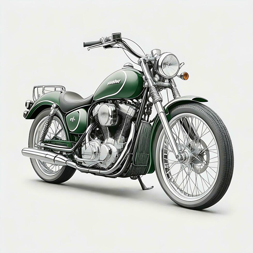 AI generated New Vintage motorcycle black, green and red modern colors photo