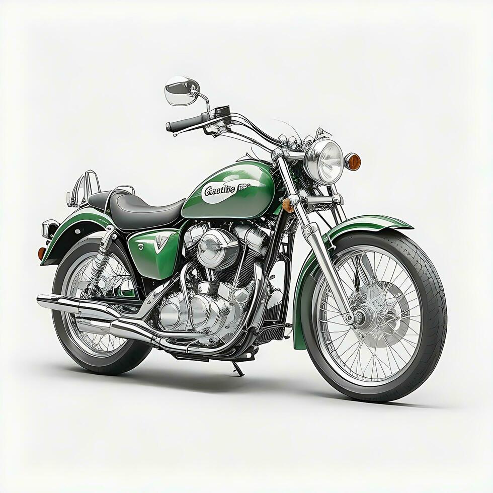 AI generated New Vintage motorcycle black, green and red modern colors photo