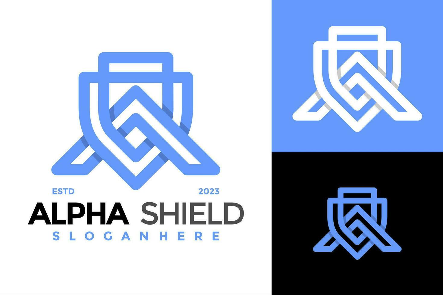Letter A Alpha Shield Logo design vector symbol icon illustration