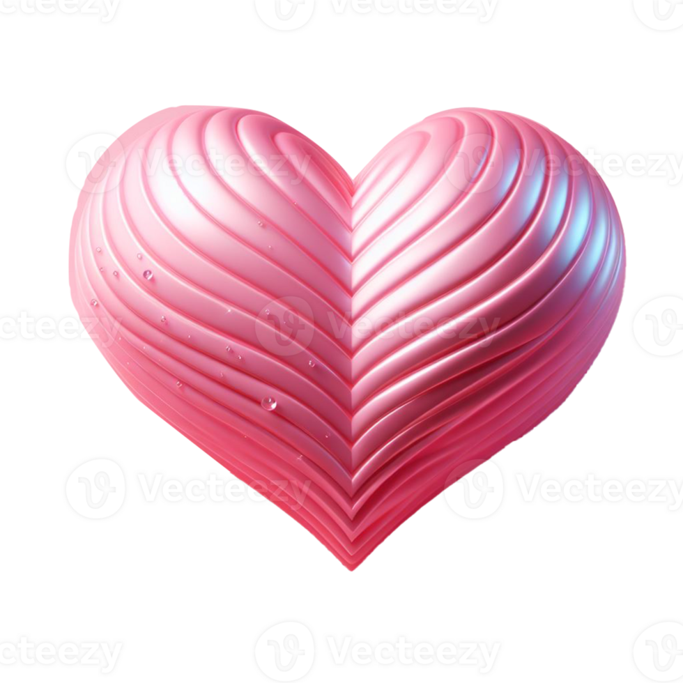 AI generated two big red shiny heart. Bright beautiful 3D heart shape on romantic Valentines Day on on png transparency