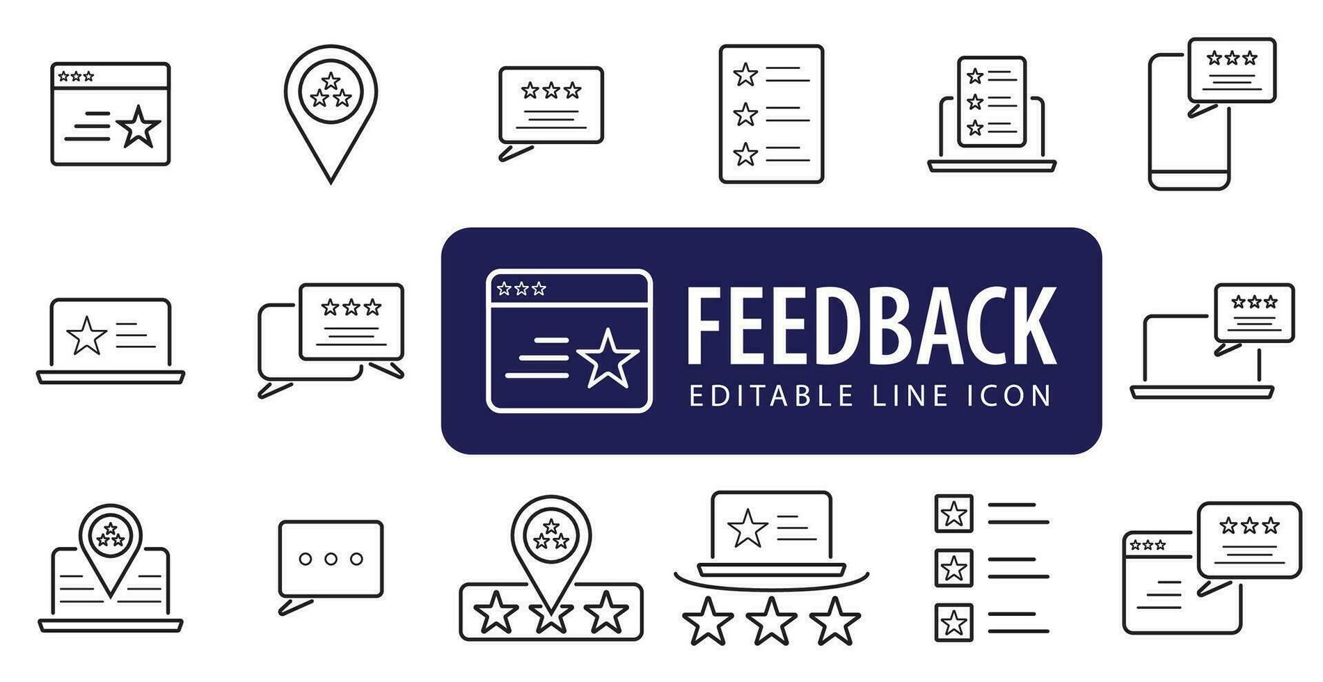 Fill Feedback, review, testimonial, customer thin line icons. Editable stroke. For website marketing design, logo, app, template, ui, etc. Vector illustration modern Designs.
