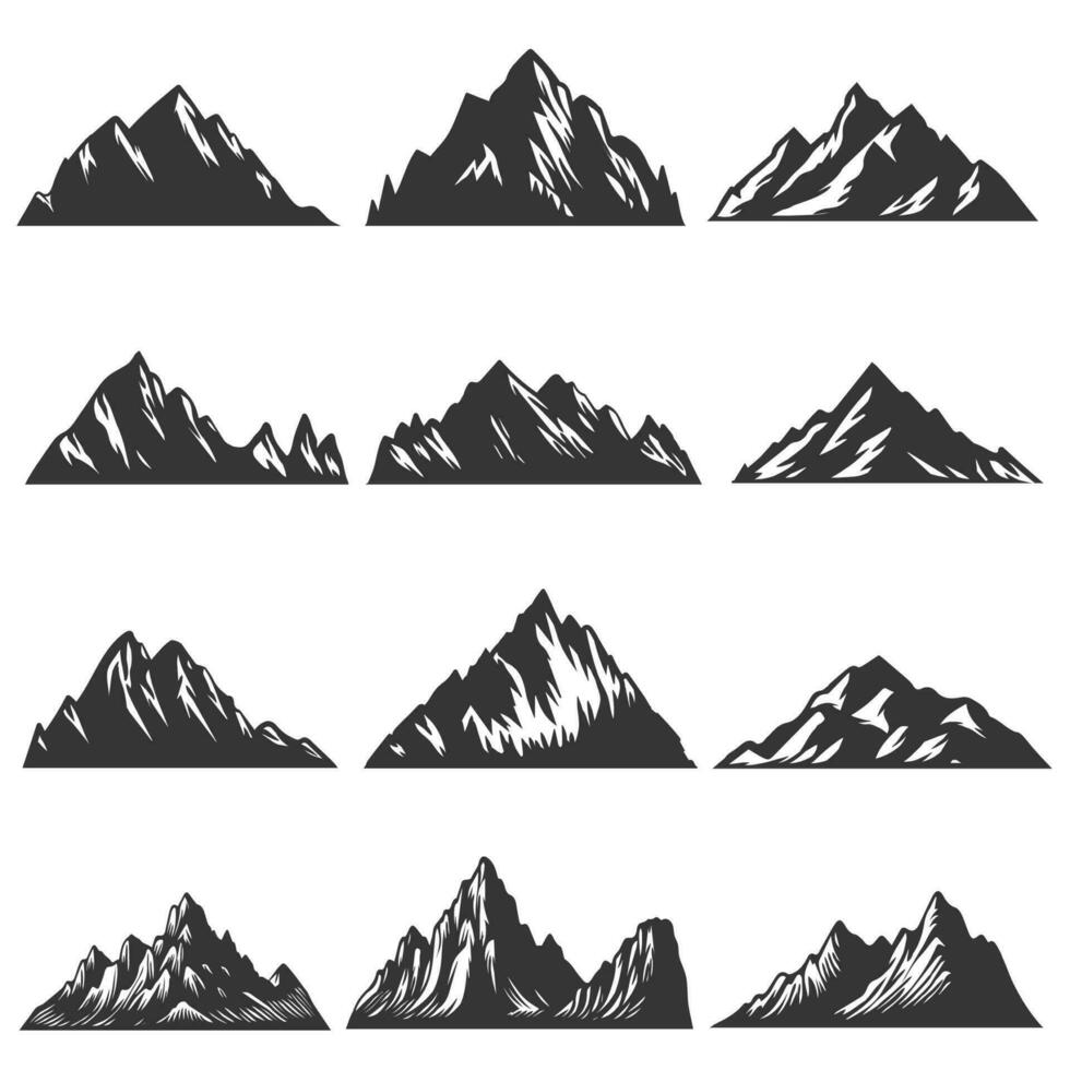 Mountain elements set collection vector illustration