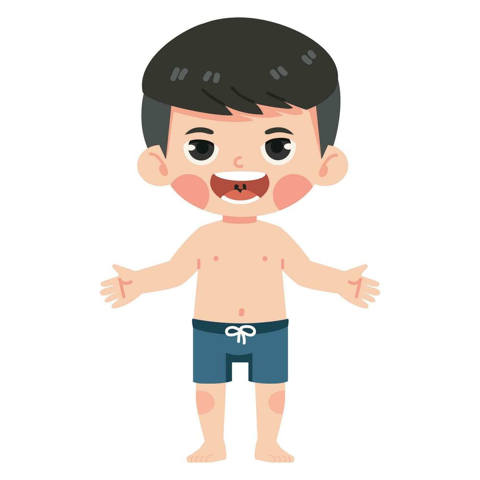 Cute boy human body cartoon vector