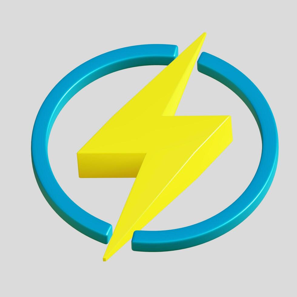 Golden thunderbolt 3d render illustration isolated photo