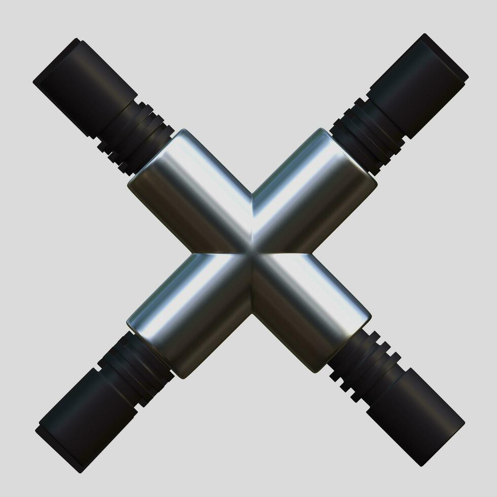 3D Metallic Four way Pipeline design photo