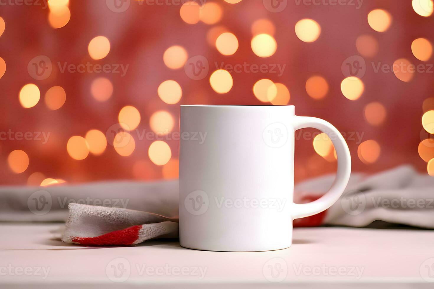 AI generated Mockup of a Valentine White Mug, Blank White Mug Mockup for Valentines Day photo