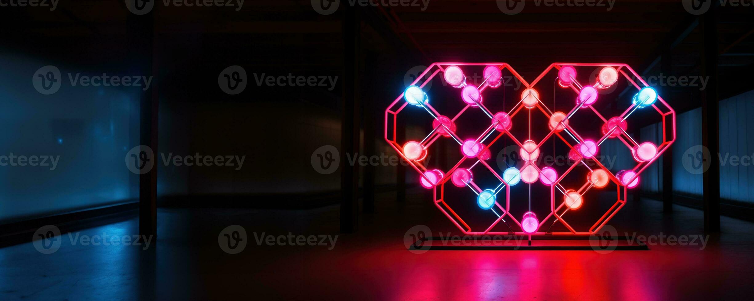 AI generated Neon Geometry Pink and Blue Illumination photo