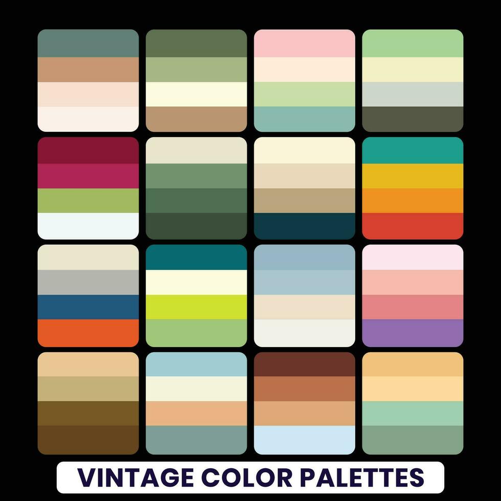 Retro color guide palette in trendy style. Color palette with code.Vector illustration vector