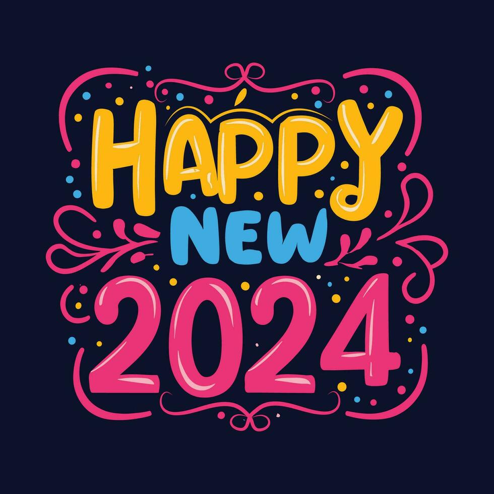 Happy new year 2024, new year t-shirt design. New 2024 t-shirt Design. vector