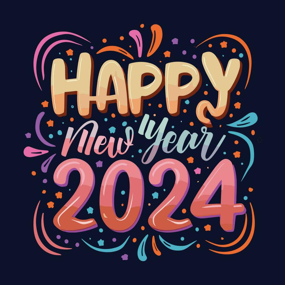 Happy new year 2024, new year t-shirt design. New 2024 t-shirt Design. vector