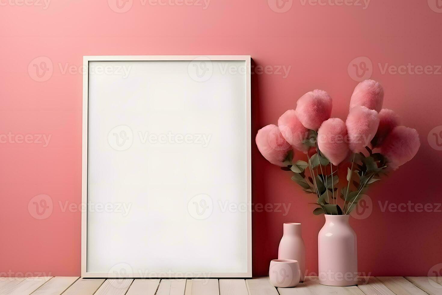 AI generated Valentine's Day Empty photo frame for mockup, Valentine wall art frame