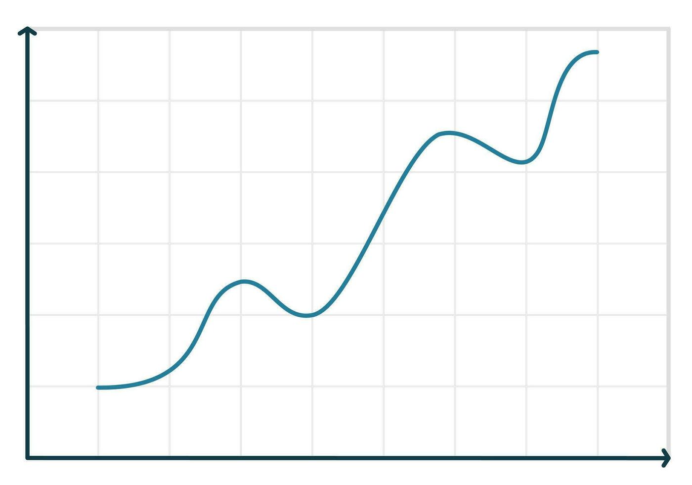 Business growth line chart with fill and grid background for presentation vector