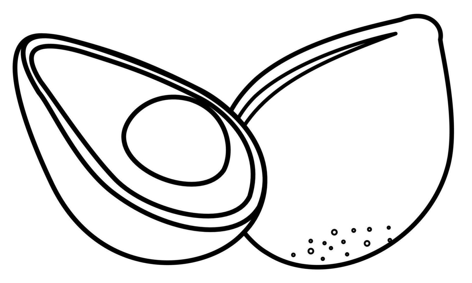 Avocado cut outline illustration for children colouring book. Ready to print. vector