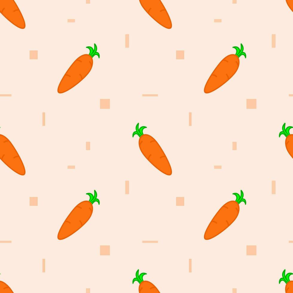 Cute cartoon seamless pattern with carrot, easter theme background, vector illustration of vegetable, healthy vegan food wallpaper