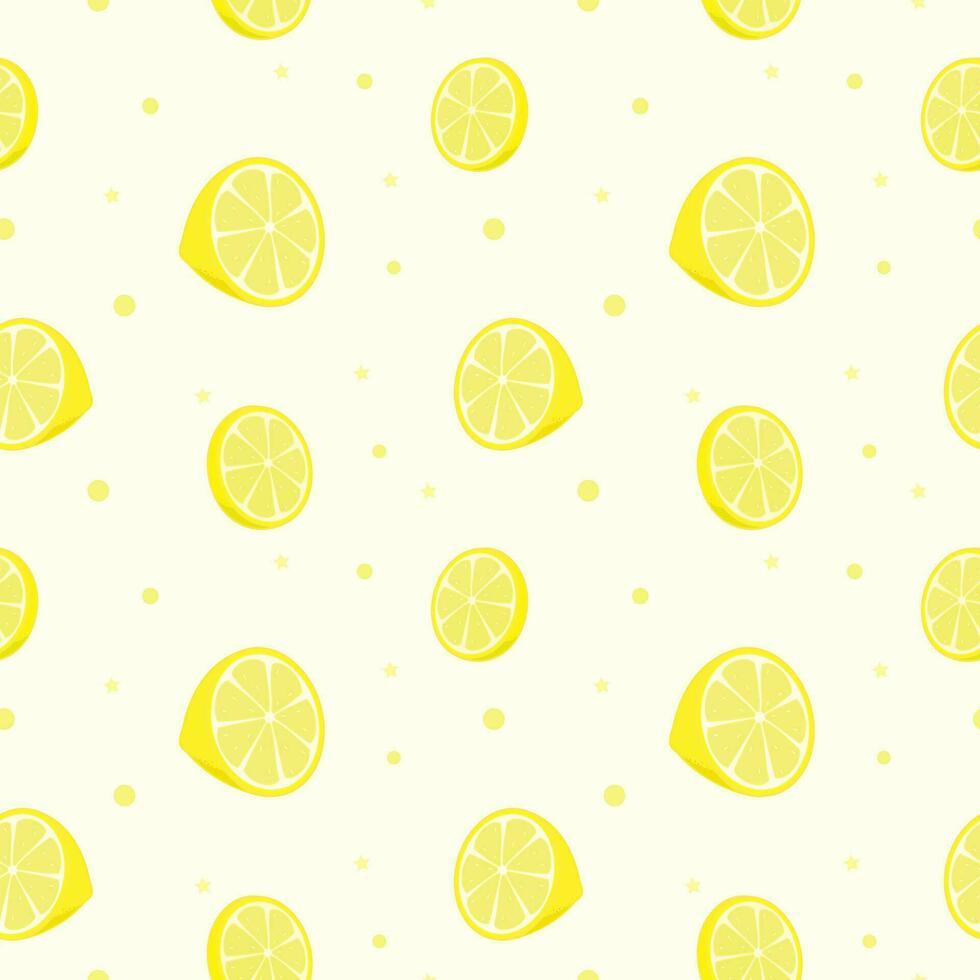 Cute lemon slices seamless pattern for background of wrapping paper or textile vector