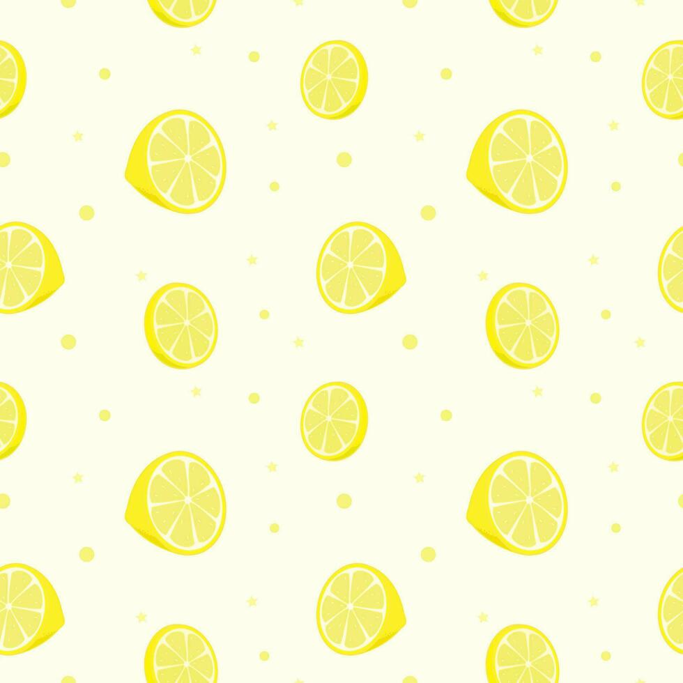 Cute lemon slices seamless pattern for background of wrapping paper or textile vector