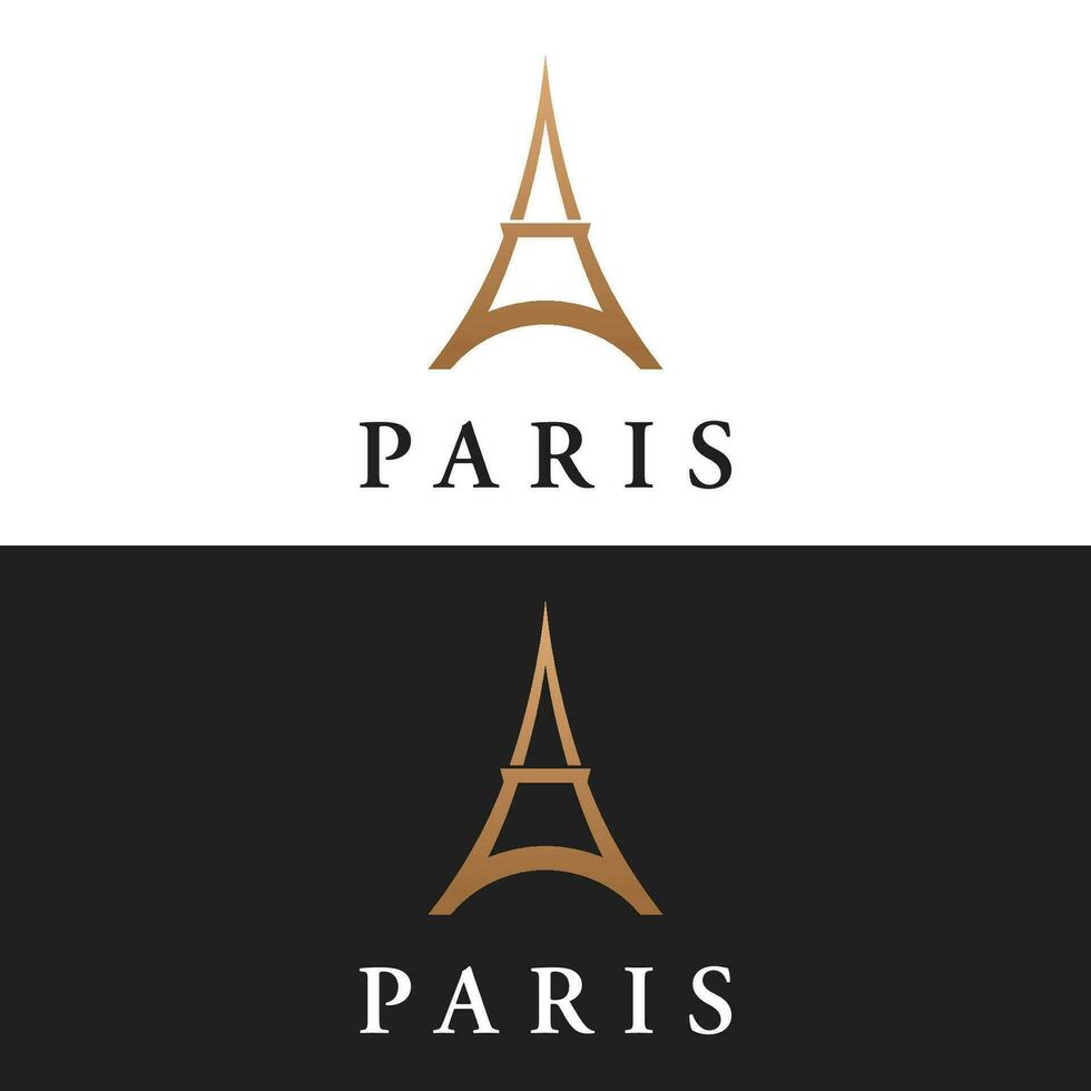 French eiffel tower building and high tower Logo template design.With editable vector illustration.