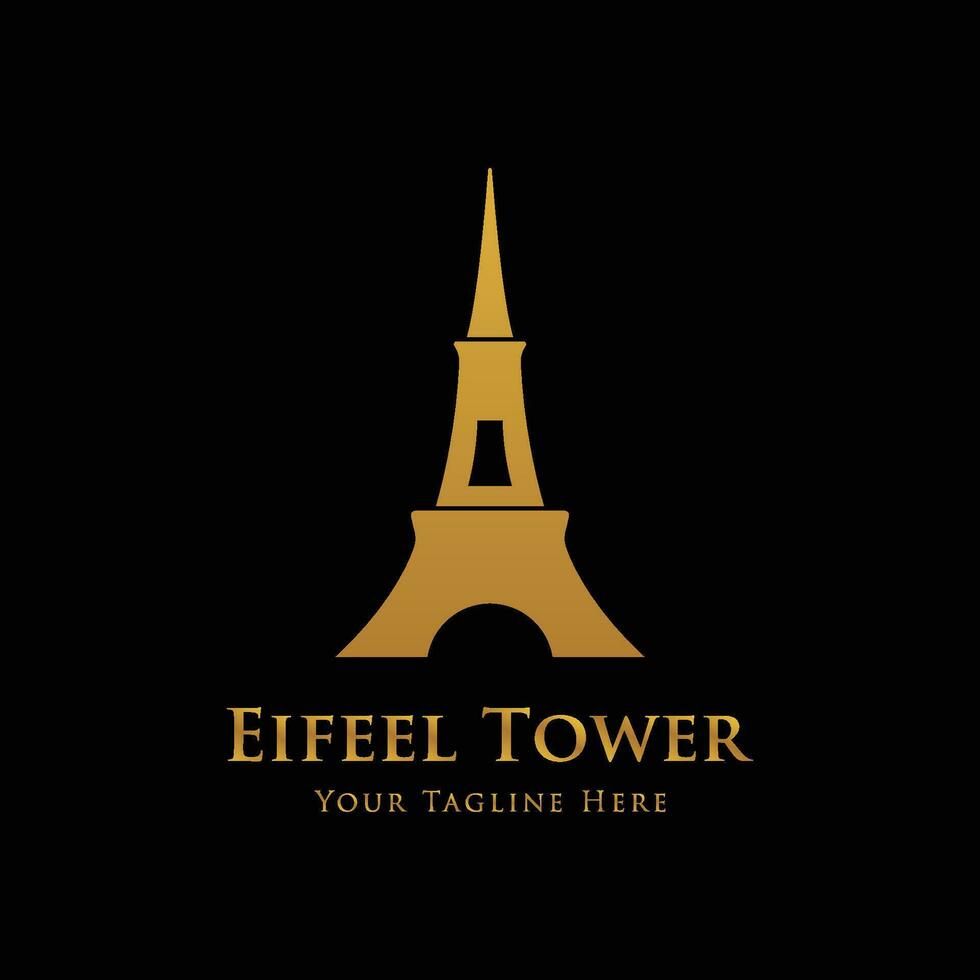 French eiffel tower building and high tower Logo template design.With editable vector illustration.