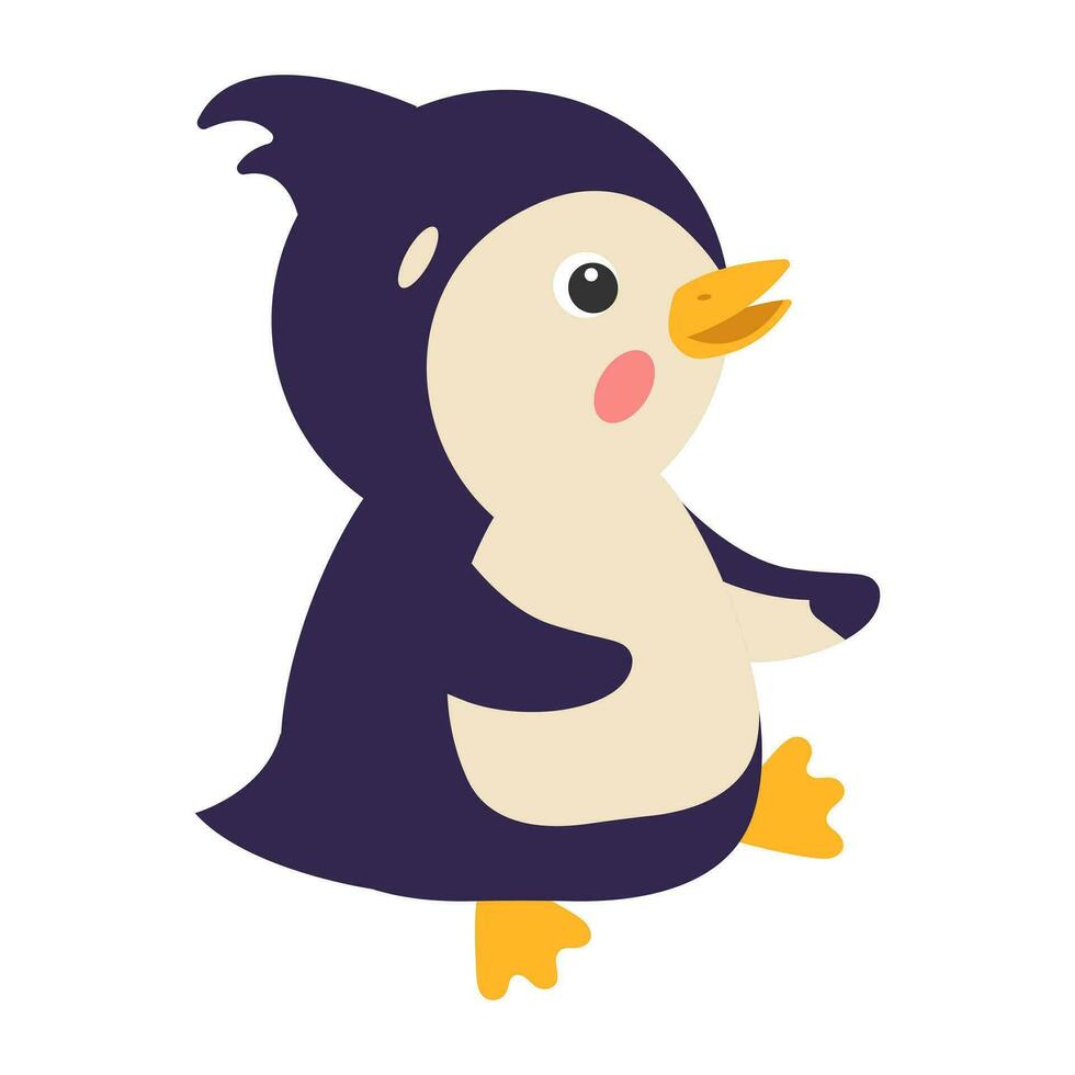 Cute cartoon penguin. Vector illustration. 3