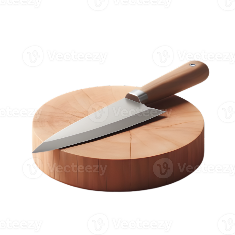 AI generated Kitchen knife on wood on a transparent background png