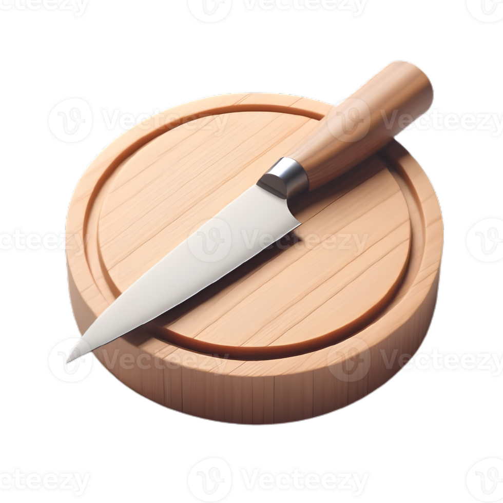 AI generated Kitchen knife on wood on a transparent background png