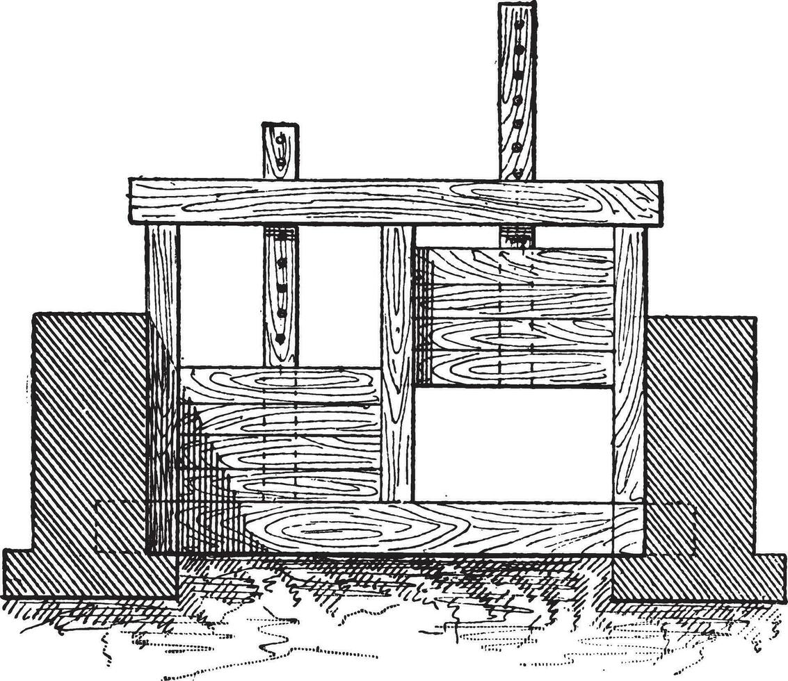 de madera portón válvula, Clásico grabado vector