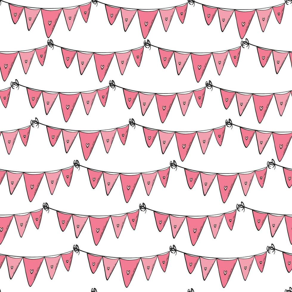 San Valentín día sin costura modelo con guirnaldas de rosado banderas para fondo de pantalla, envase papel, textil huellas dactilares, álbum de recortes, estacionario, etc. eps 10 vector