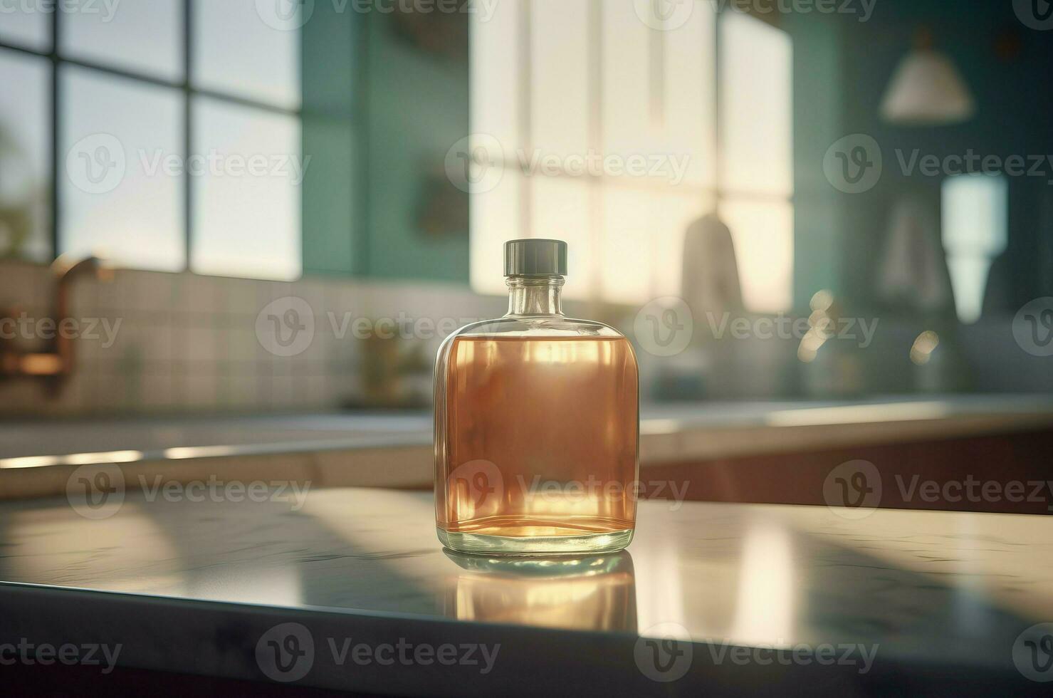 AI generated Product tabletop glass bottle. Generate AI photo