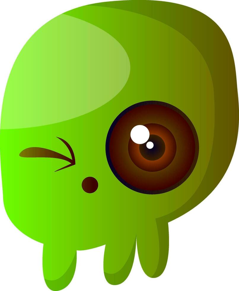 Green cartoon skull vector illustartion on white background