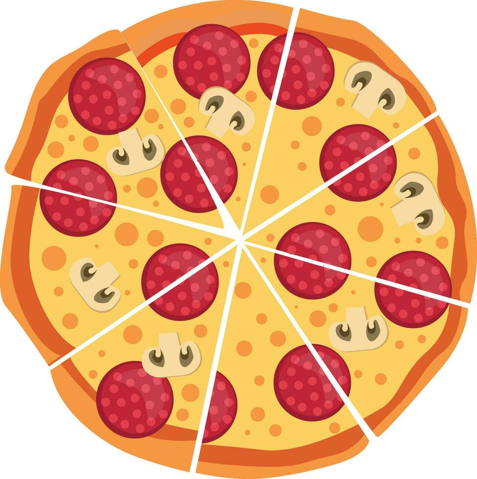 Pepperoni and mushroom pizzaPrint vector