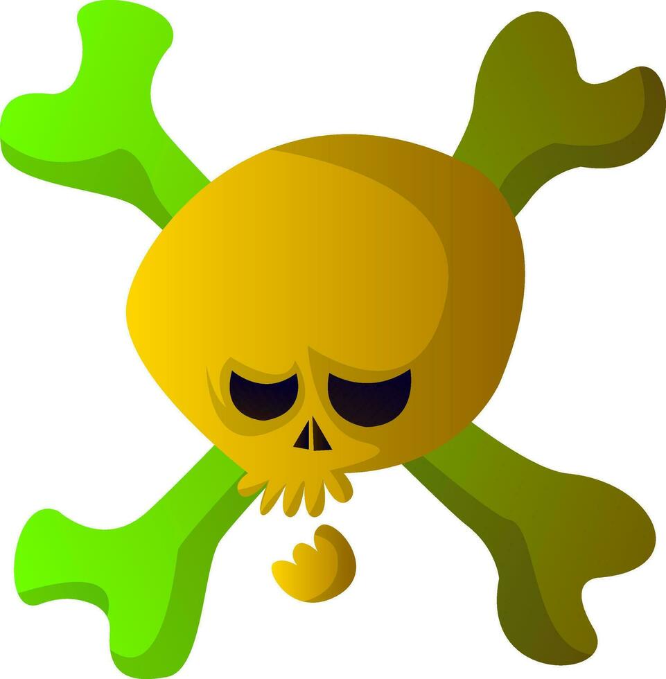 Cartoon yellow skull vector illustartion on white background