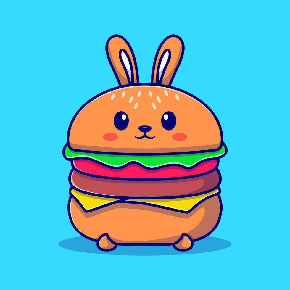 linda Conejo hamburguesa dibujos animados vector icono ilustración comida animal icono concepto aislado prima plano