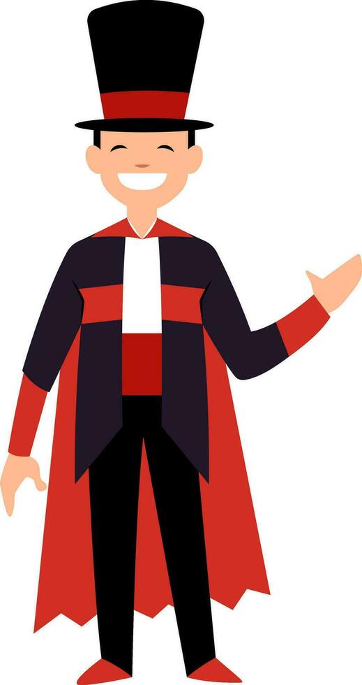 Happy magician character vector illustration on a white background