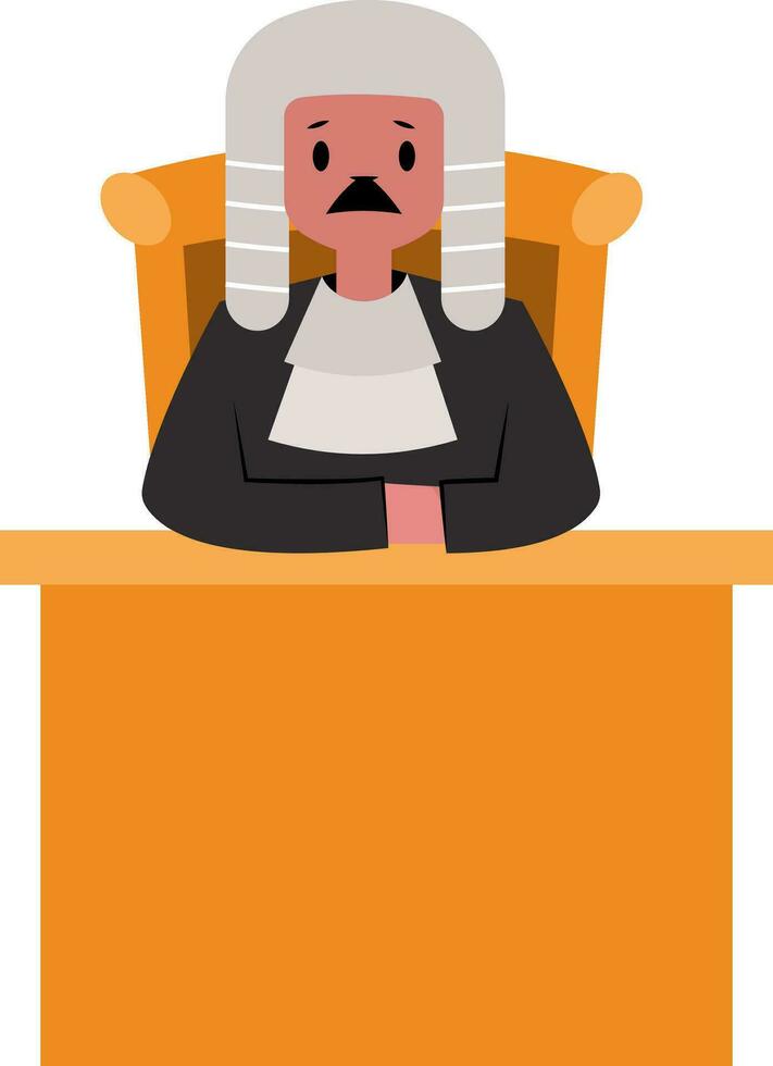 Judge character behind the desk vector illustration on a white background