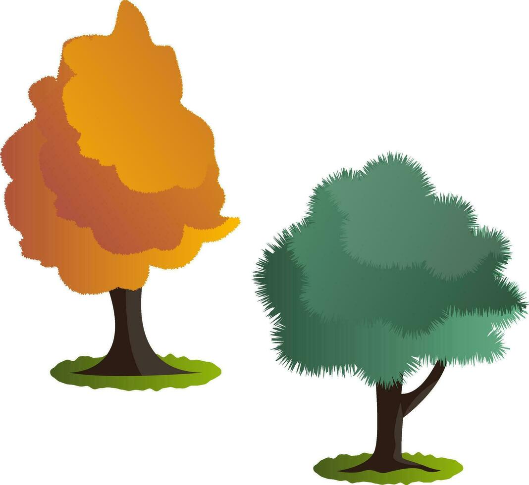 Two autumn tree vector illustration on white background