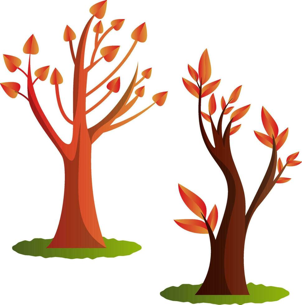 Two autumn tree vector illustration on white background