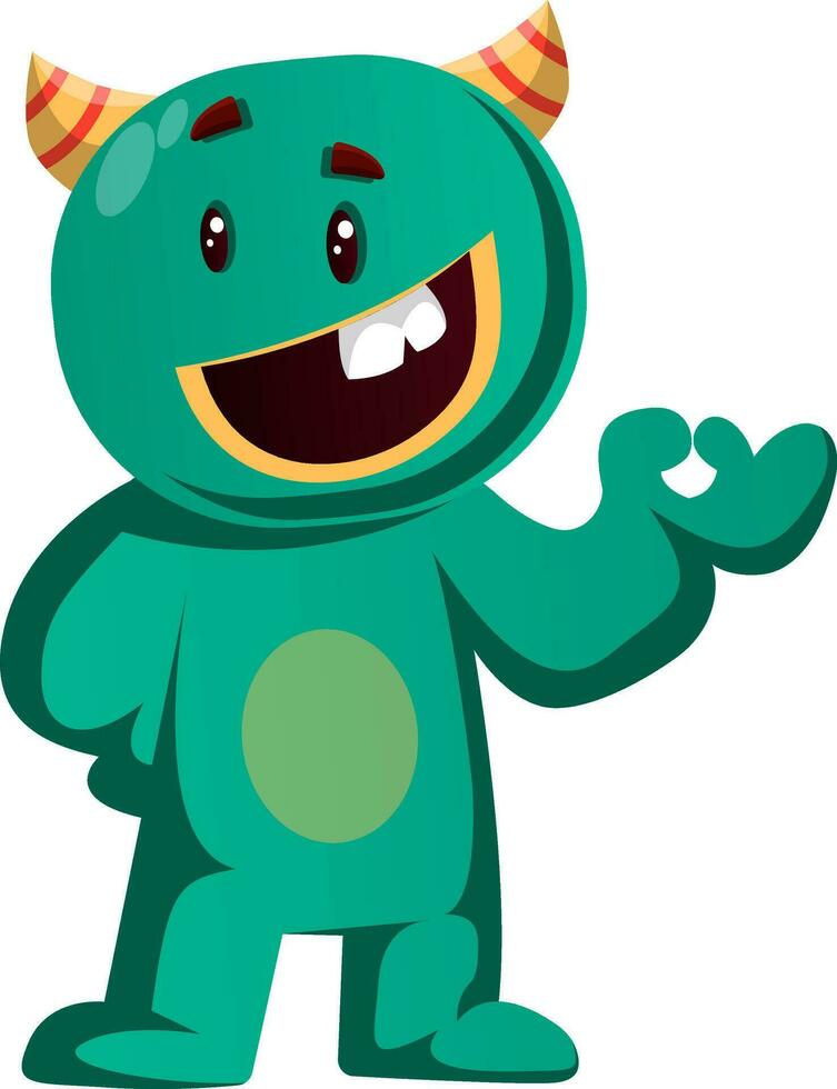 Green monster giving OK sign vector illustration