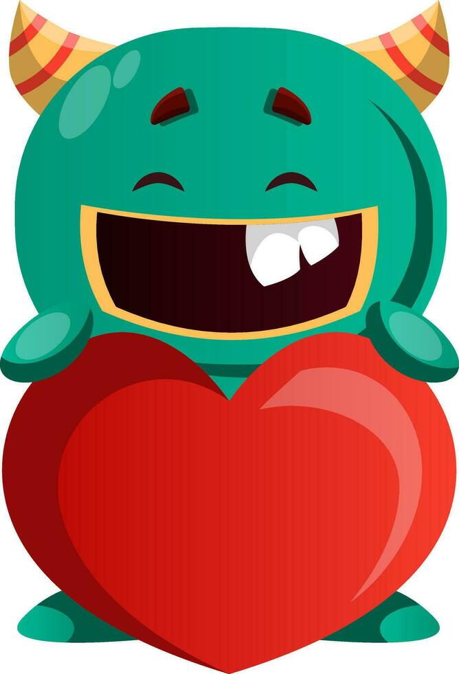 Green monster sharing love vector illustration